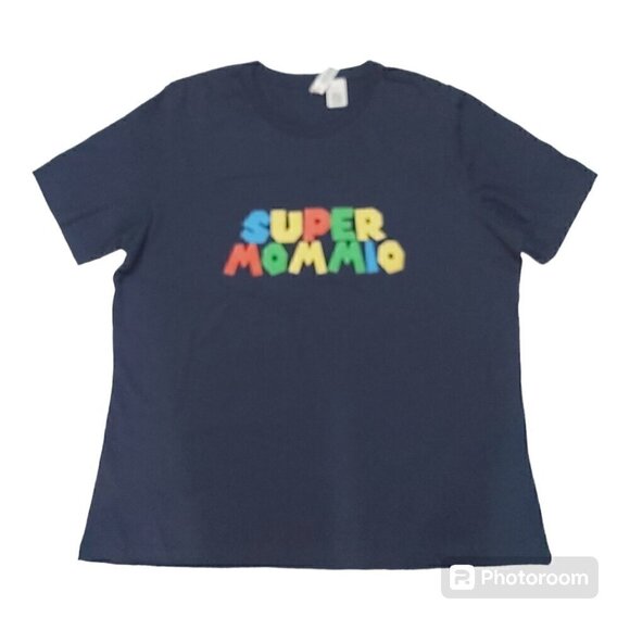Bella + Canvas Super Mommio Graphic T-Shirt - 100% Cotton, Navy Blue, Size XL - Picture 1 of 6